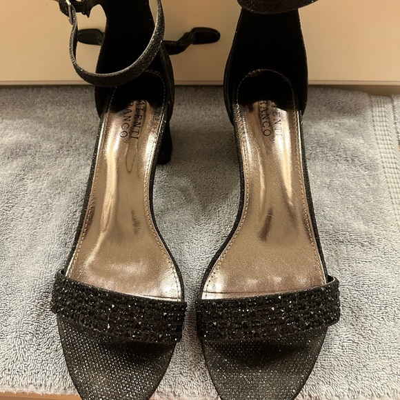 Mother of the groom shoes that I wore once. black sequence ankle straps. - Picture 6 of 6